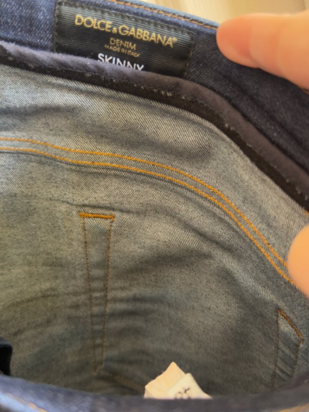 Dolce & Gabbana Skinny Jeans Dark Wash Blue Made in Italy Logo Pocket IT48 - Picture 8 of 10